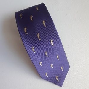 J Crew Silk Seahorse Blue Skinny Tie
